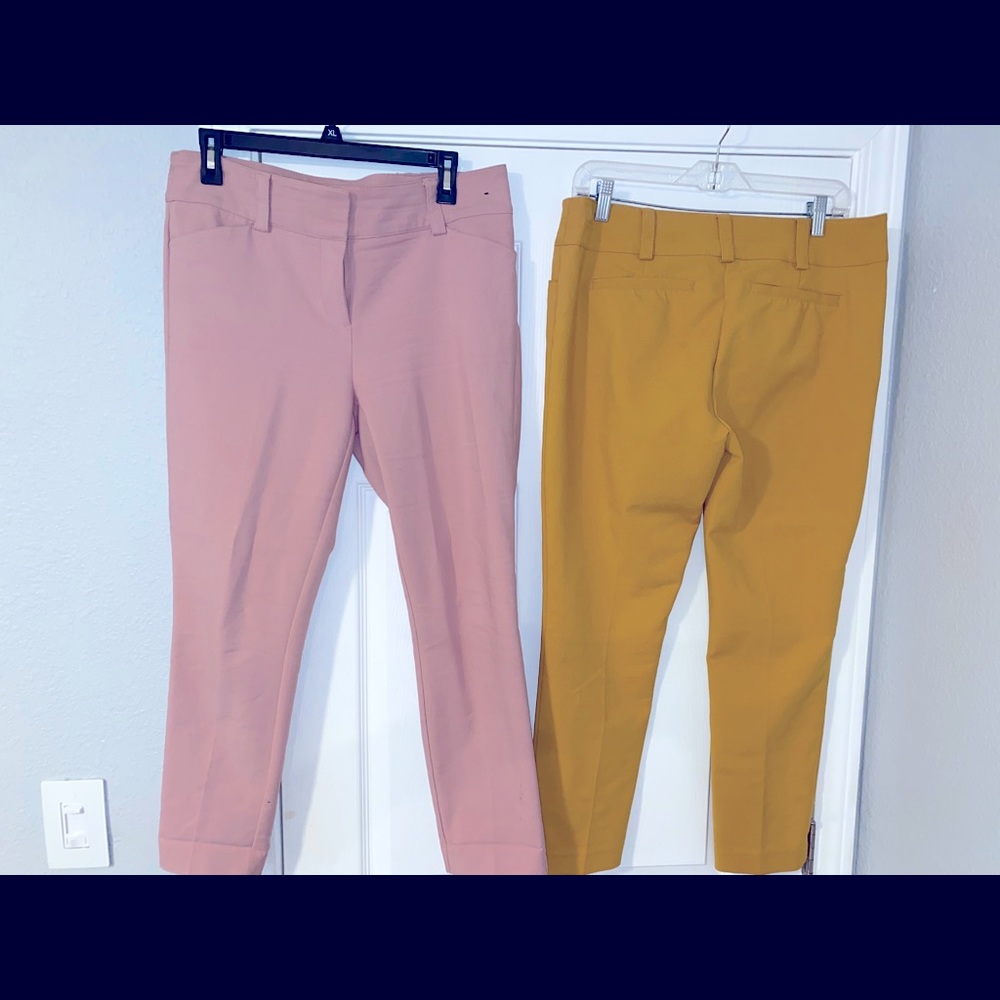 NY&Co Mustard Yellow & Pastel Pink Ankle Pants